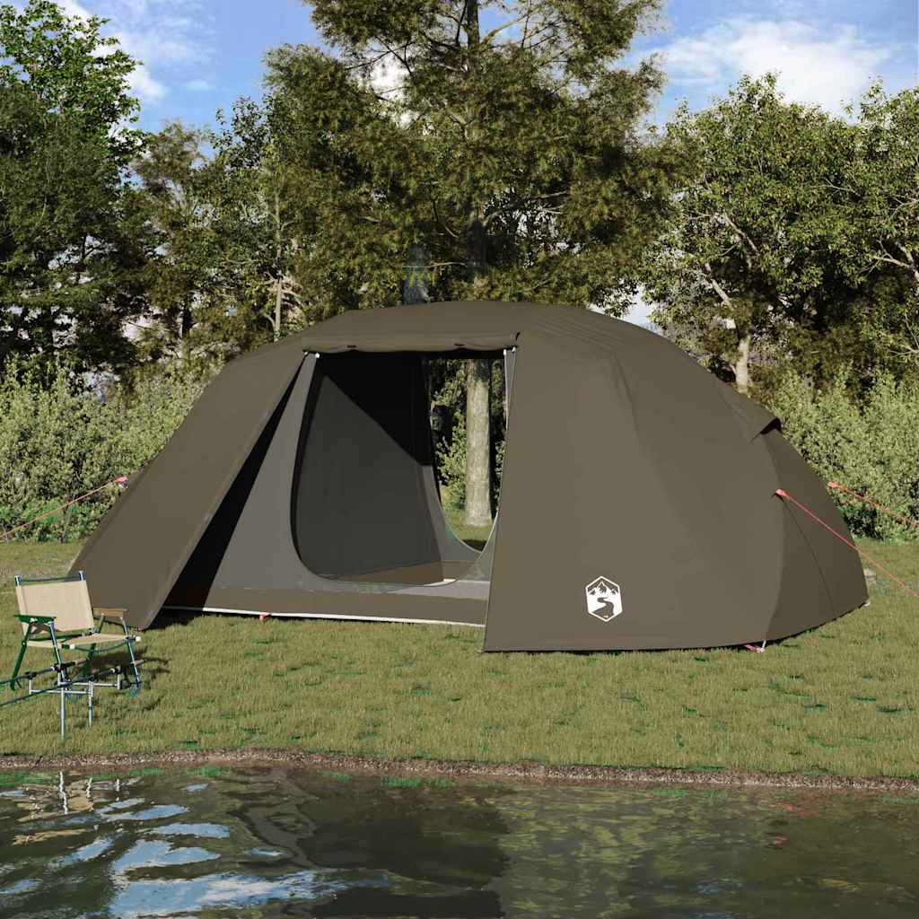 Vidaxl vistent met dak bruin 514 x 465 x 187 cm polyester en glasvezel