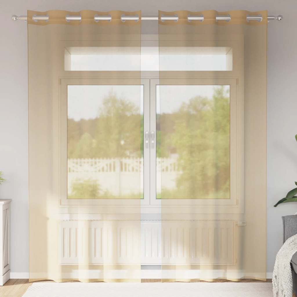 Vidaxl gordijnen voile met doorvoertules 2 st zand