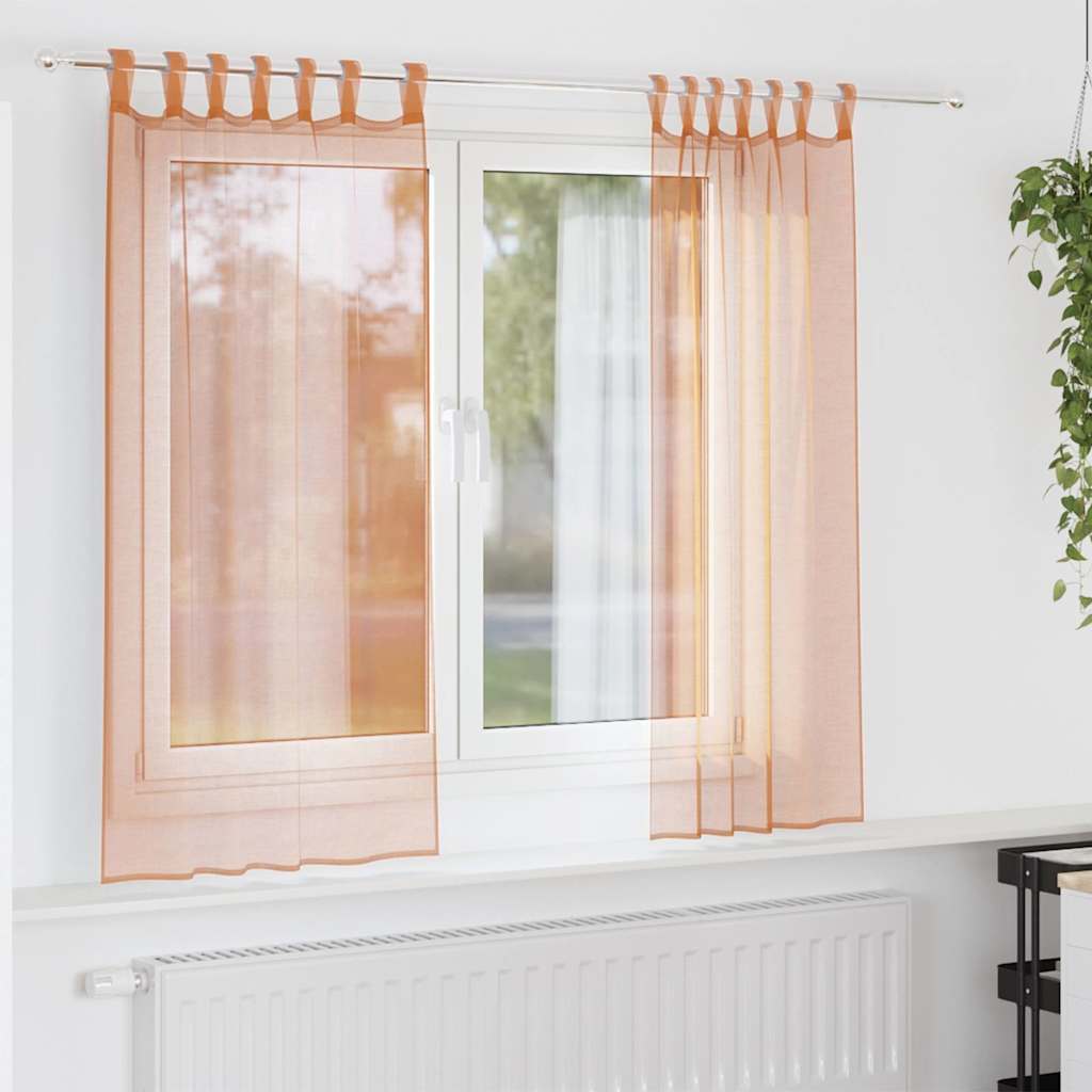 Vidaxl gordijnen voile met lussen 2 st terracotta 140x175 cm