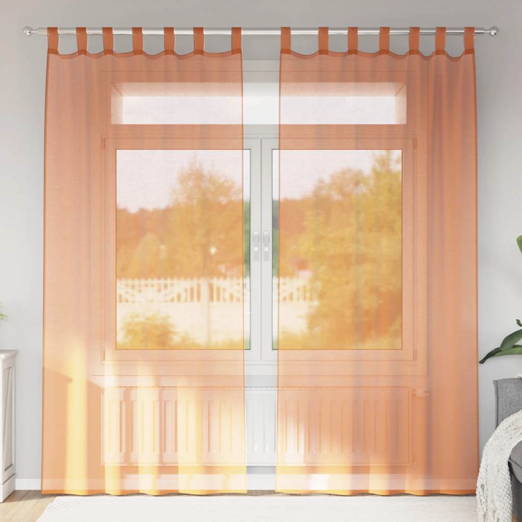 Vidaxl gordijnen voile met lussen 2 st terracotta 140x225 cm
