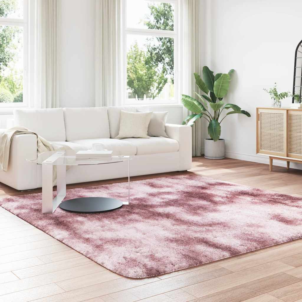 Vidaxl hoogpolig vloerkleed navarra 240x240 cm polyester stoffig roze