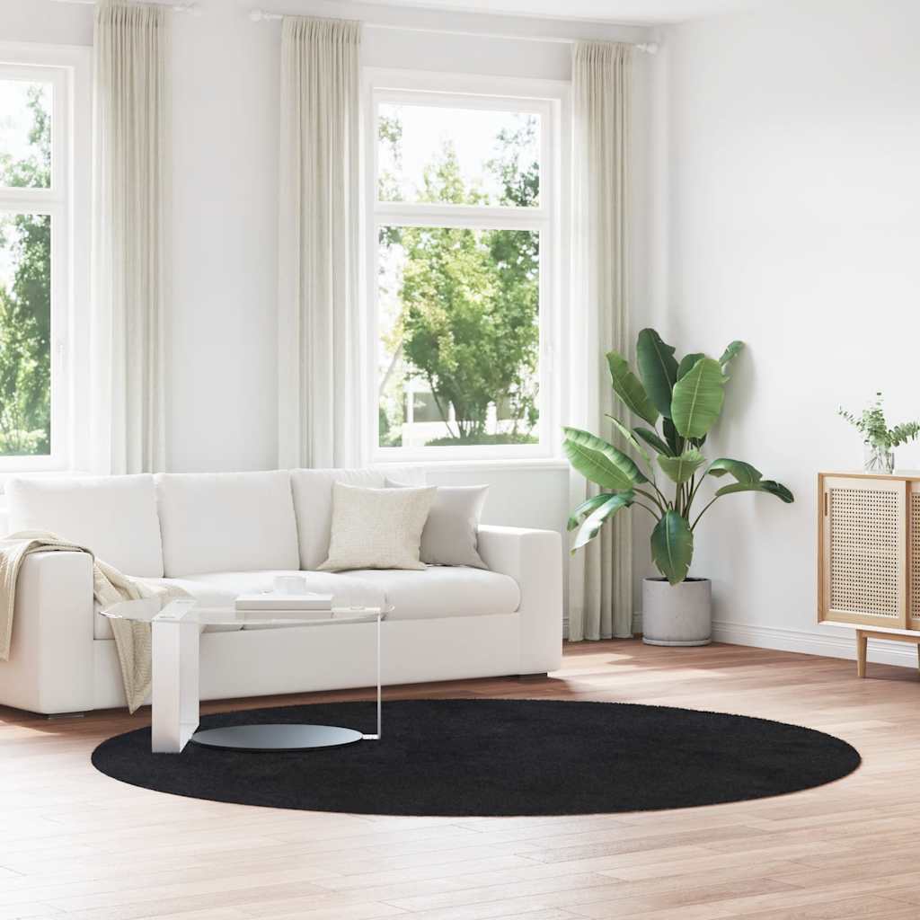 Vidaxl hoogpolig vloerkleed navarra 240x240 cm polyester zwart