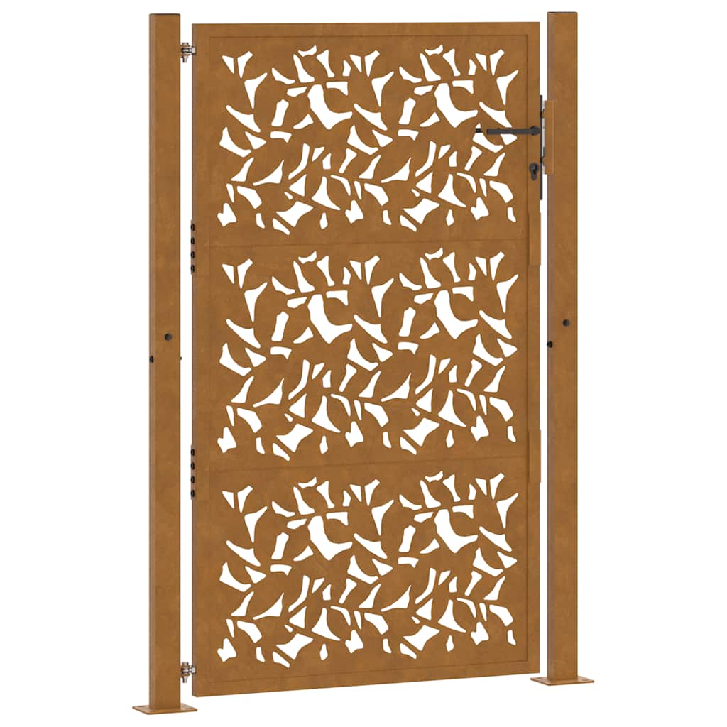 Vidaxl poort met bladontwerp 100x150 cm weervast staal