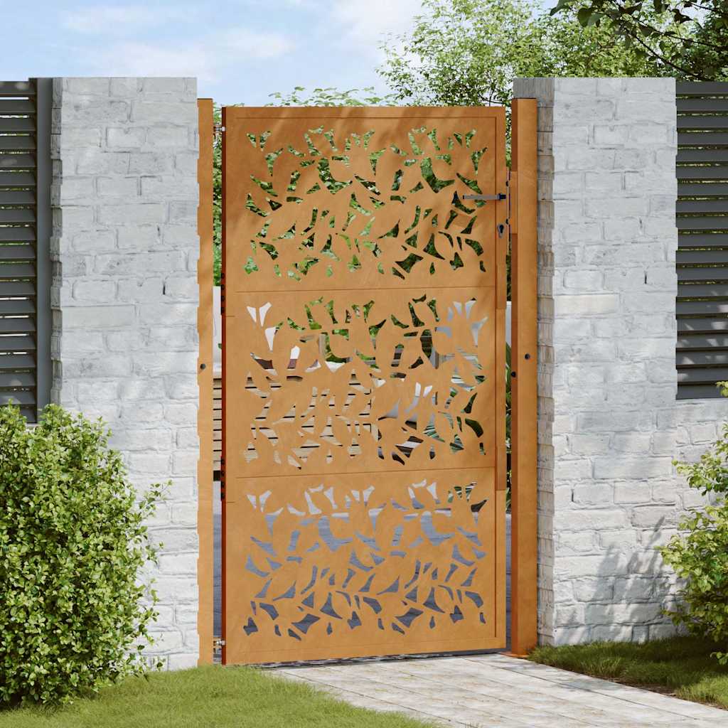 Vidaxl poort met bladontwerp 100x150 cm weervast staal