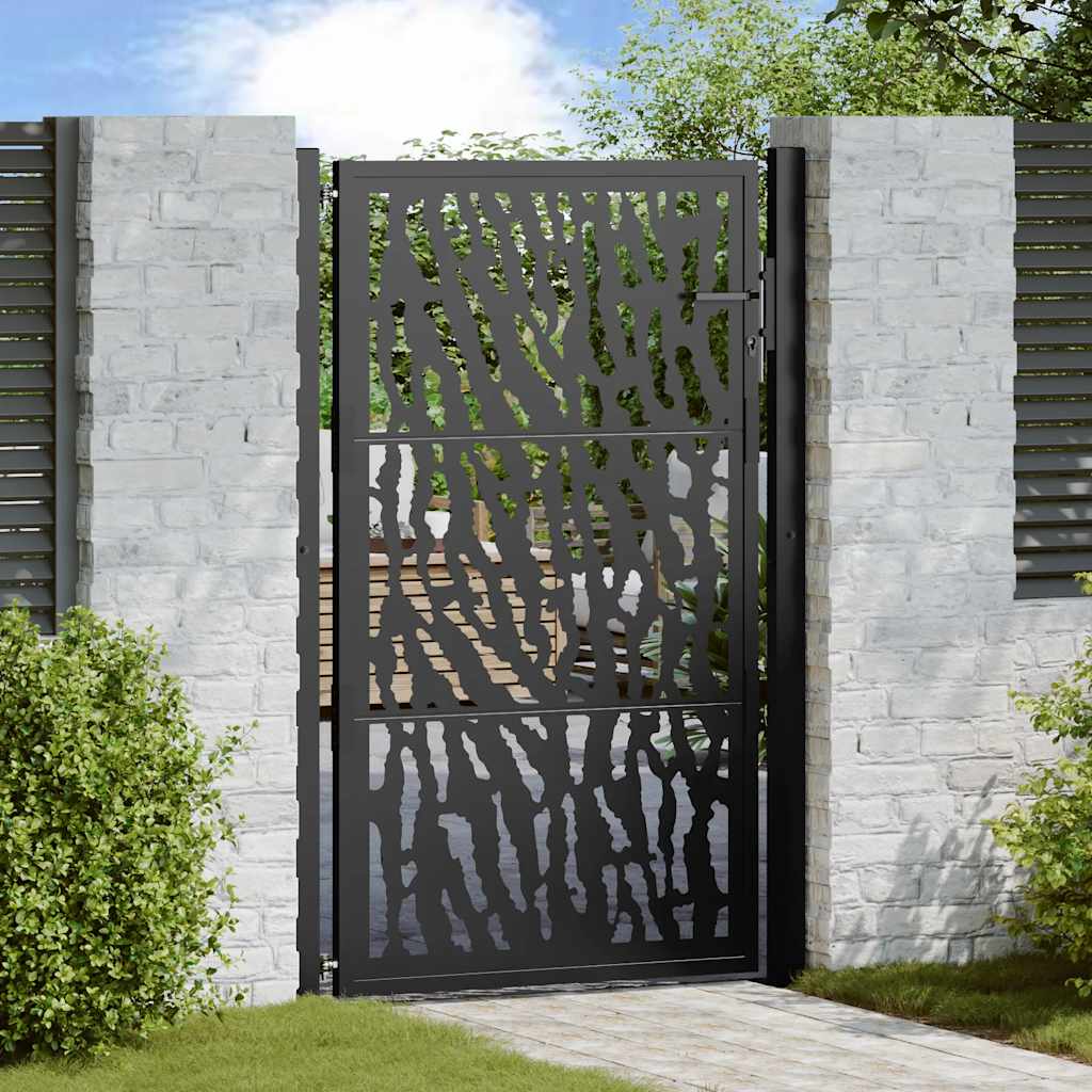 Vidaxl poort met sporenontwerp 100x150 cm staal zwart
