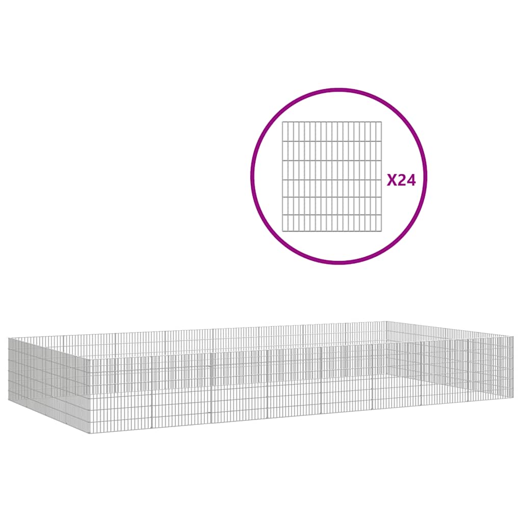 VidaXL Tierheim 24 Paneele 54x60 cm verzinktes Eisen