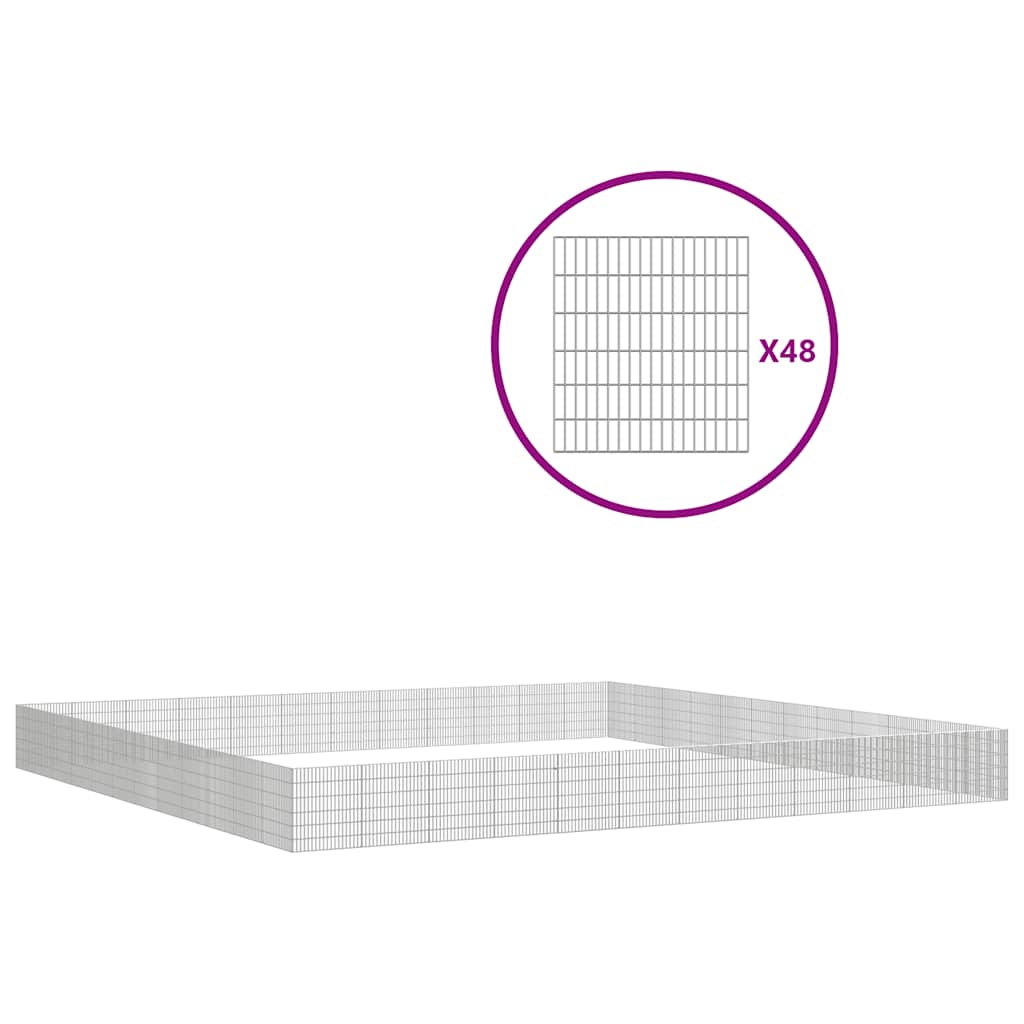 VidaXL Tierheim 48 Paneele 54x60 cm verzinktes Eisen