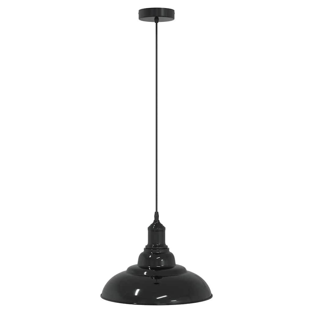 Vidaxl hanglamp in hoogte verstelbaar e27 ø31 cm metaal glanzend zwart