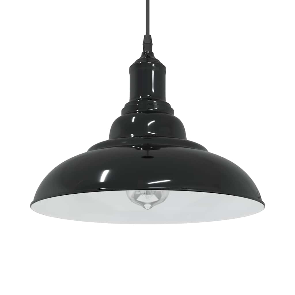 Vidaxl hanglamp in hoogte verstelbaar e27 ø31 cm metaal glanzend zwart