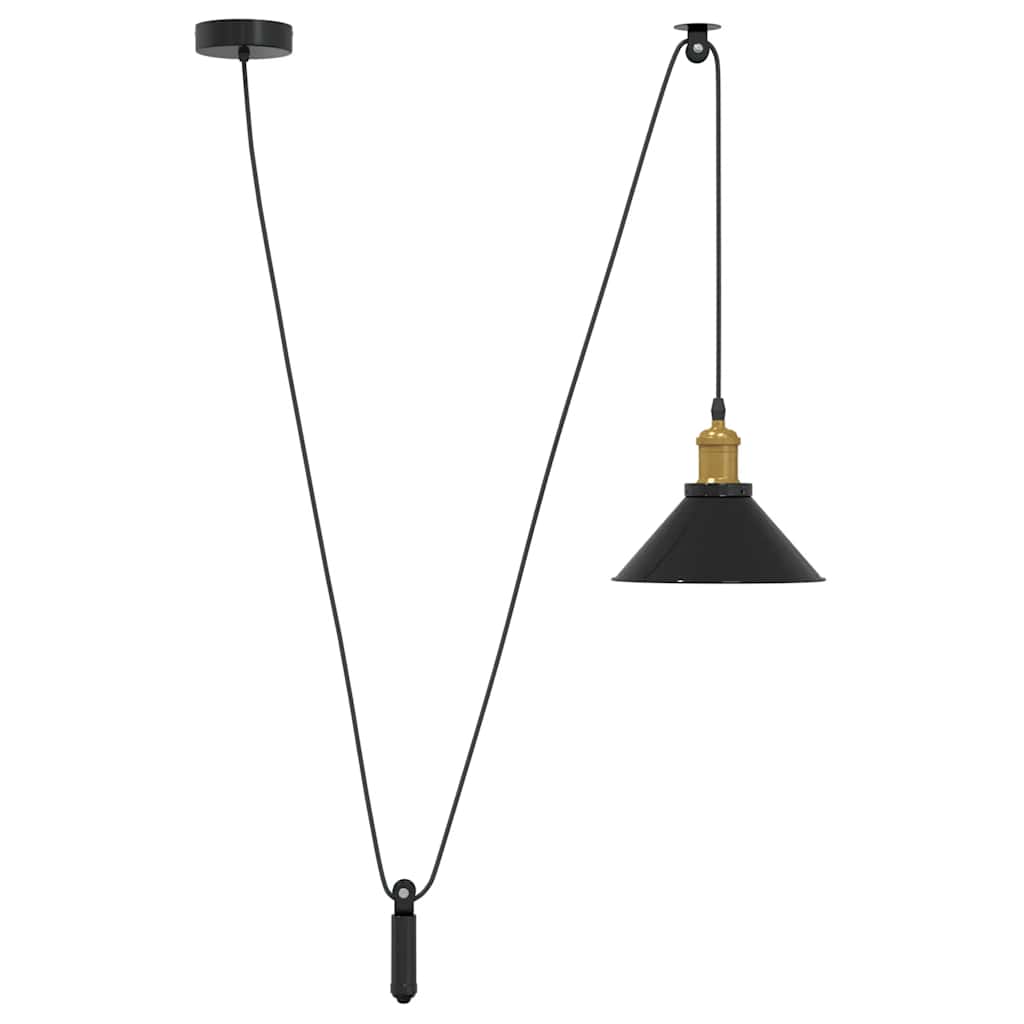 Vidaxl hanglamp in hoogte verstelbaar e27 ø22 cm metaal glanzend zwart