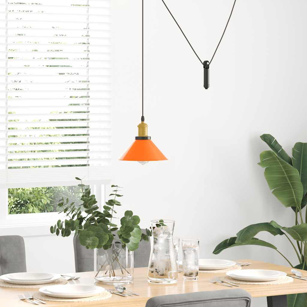Vidaxl hanglamp in hoogte verstelbaar e27 ø22cm metaal glanzend oranje