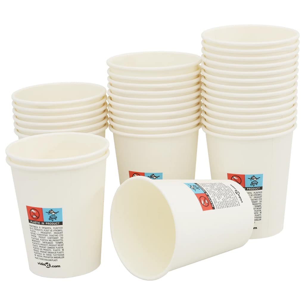 VidaXL Papierkaffeetassen 1000 Stück 8oz 200 ml weiß