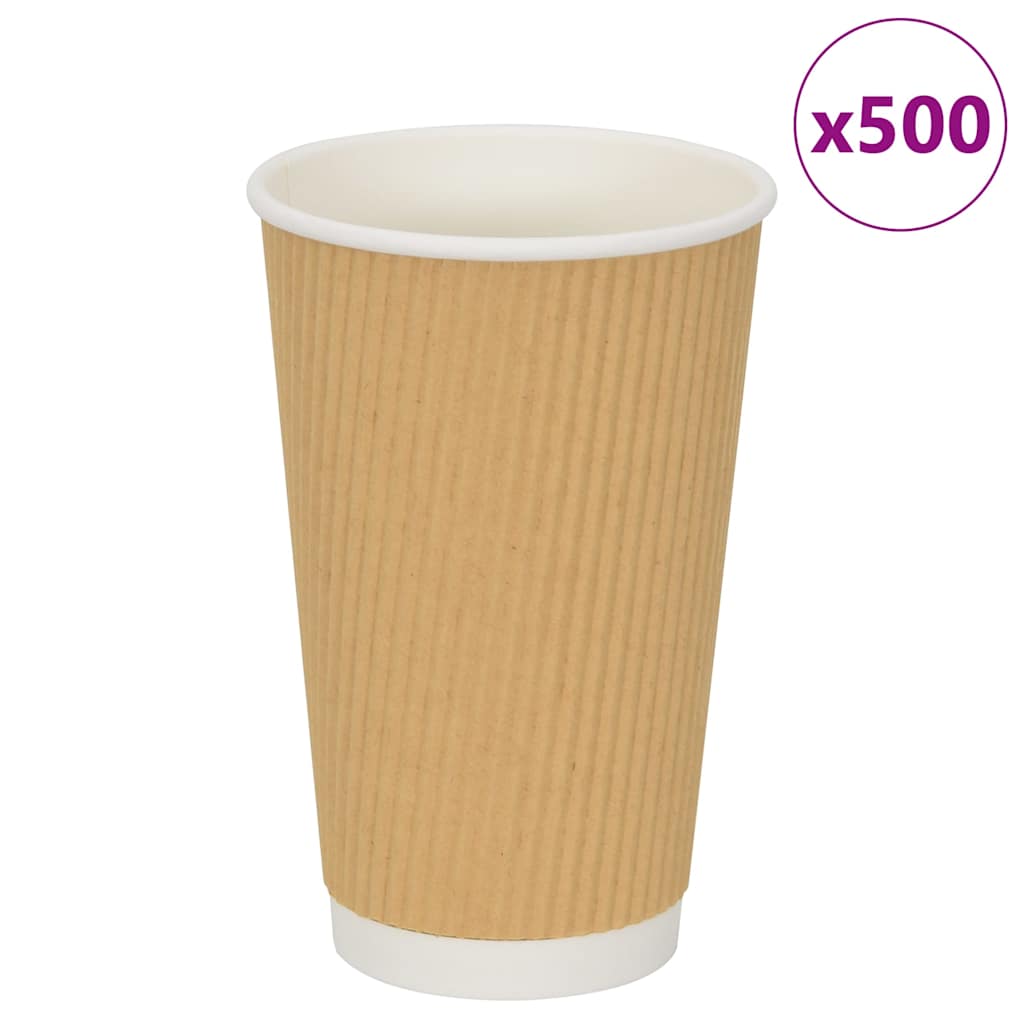VidaXL Papierkaffeetassen 500 Stück 16oz 400 ml braun