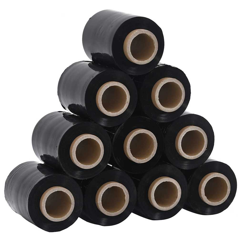 Vidaxl stretchfolies 10 stuks zwart 23 µm 10 cm x 300 m