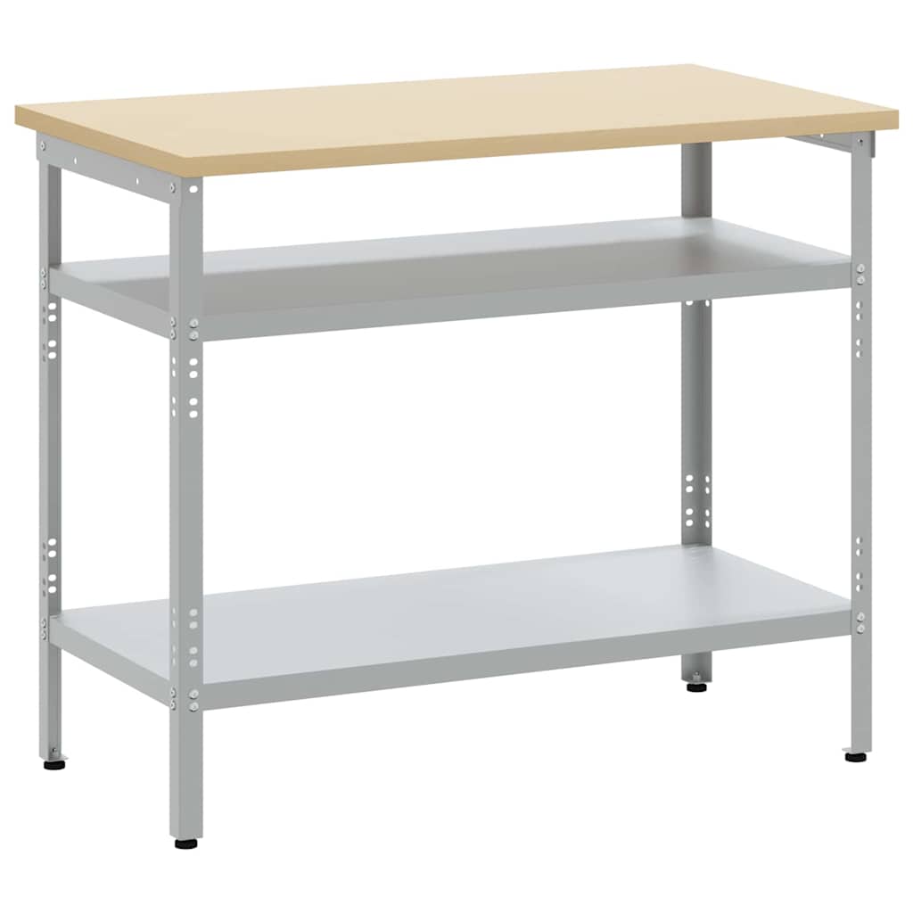 Vidaxl werktafel met plank grijs 100 x 55 x 85 cm gepoedercoat staal