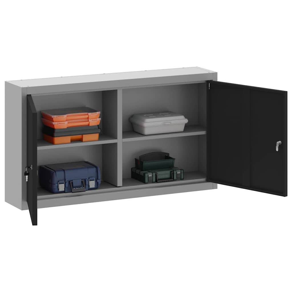 Vidaxl gereedschapskast met plank zwart en grijs 50 x 20 x 55 cm