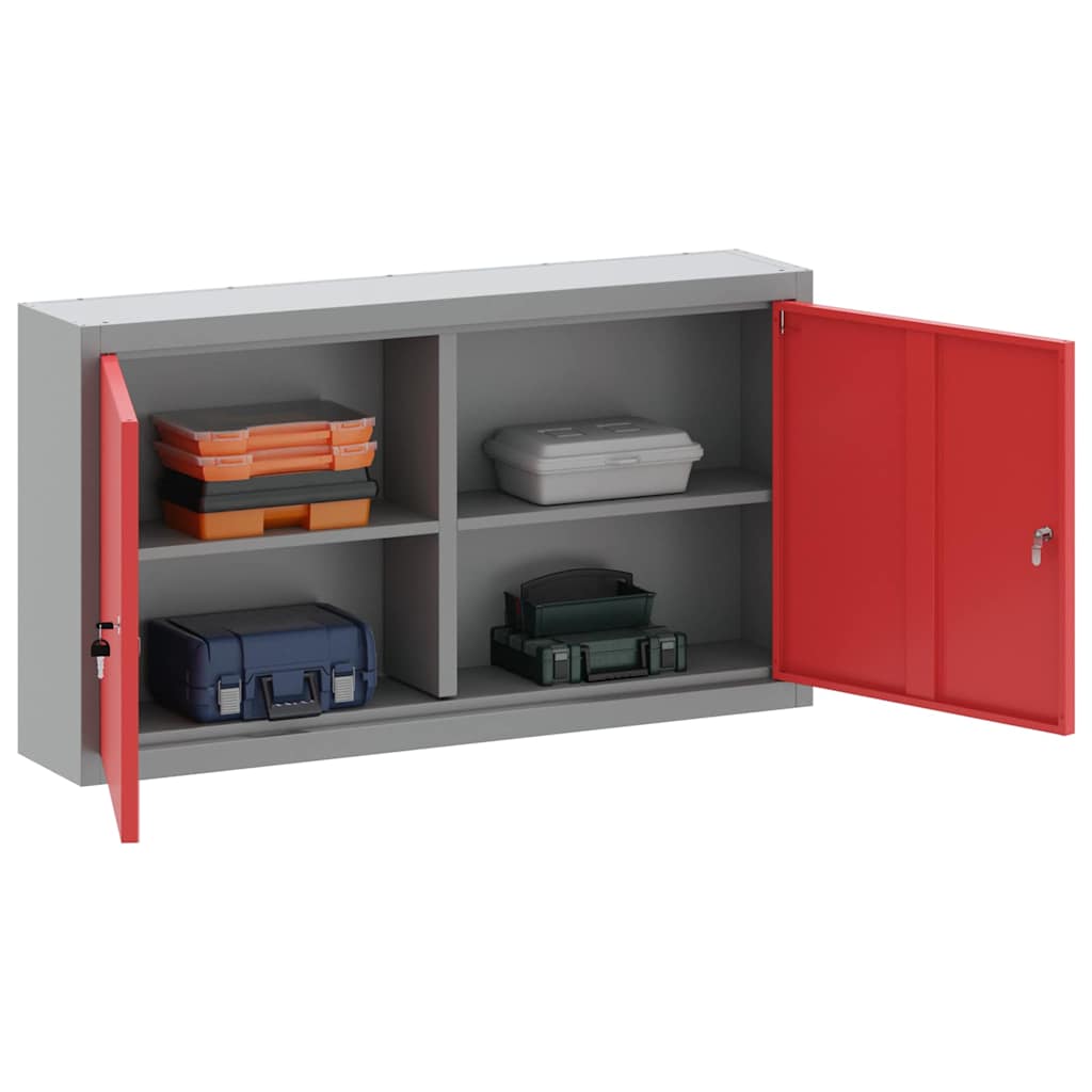Vidaxl gereedschapskast met plank rood en grijs 50 x 20 x 55 cm