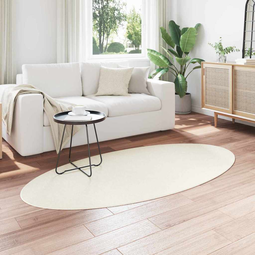 Vidaxl vloerkleden ovaal huarte crème 100 x 200 cm 100% polyester