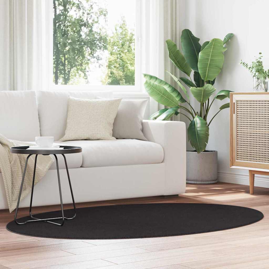 Vidaxl vloerkleden ovaal huarte zwart 120 x 170 cm 100% polyester