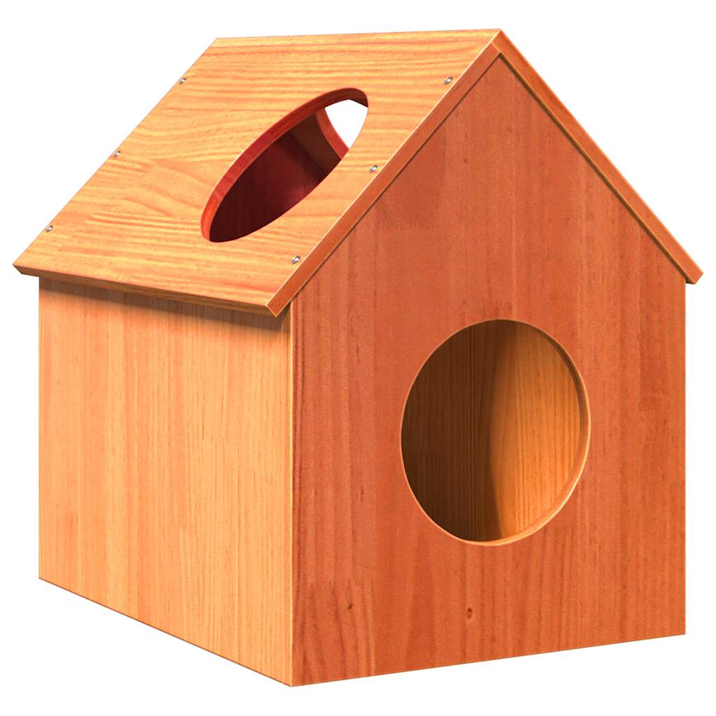 Vidaxxl Katzenhaus 41x50x50 cm massives Kiefernholz, braun gewaschen