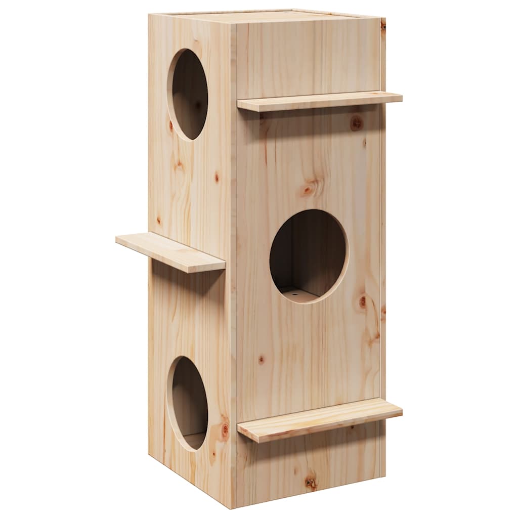Vidaxxl Katzenhaus 43x43x90 cm aus massivem Kiefernholz