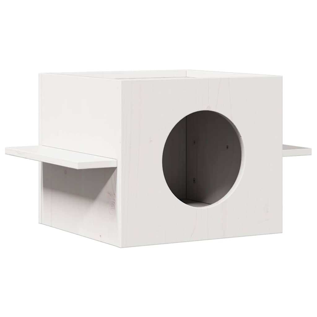 VidaXL Katzenhaus 51x35x30 cm massives Kiefernholz weiß