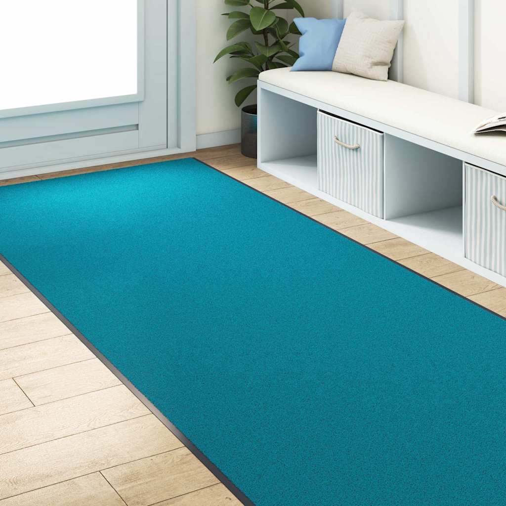 Vidaxl deurmat anders cyaan en zwart 120 x 400 cm polyamide en pvc