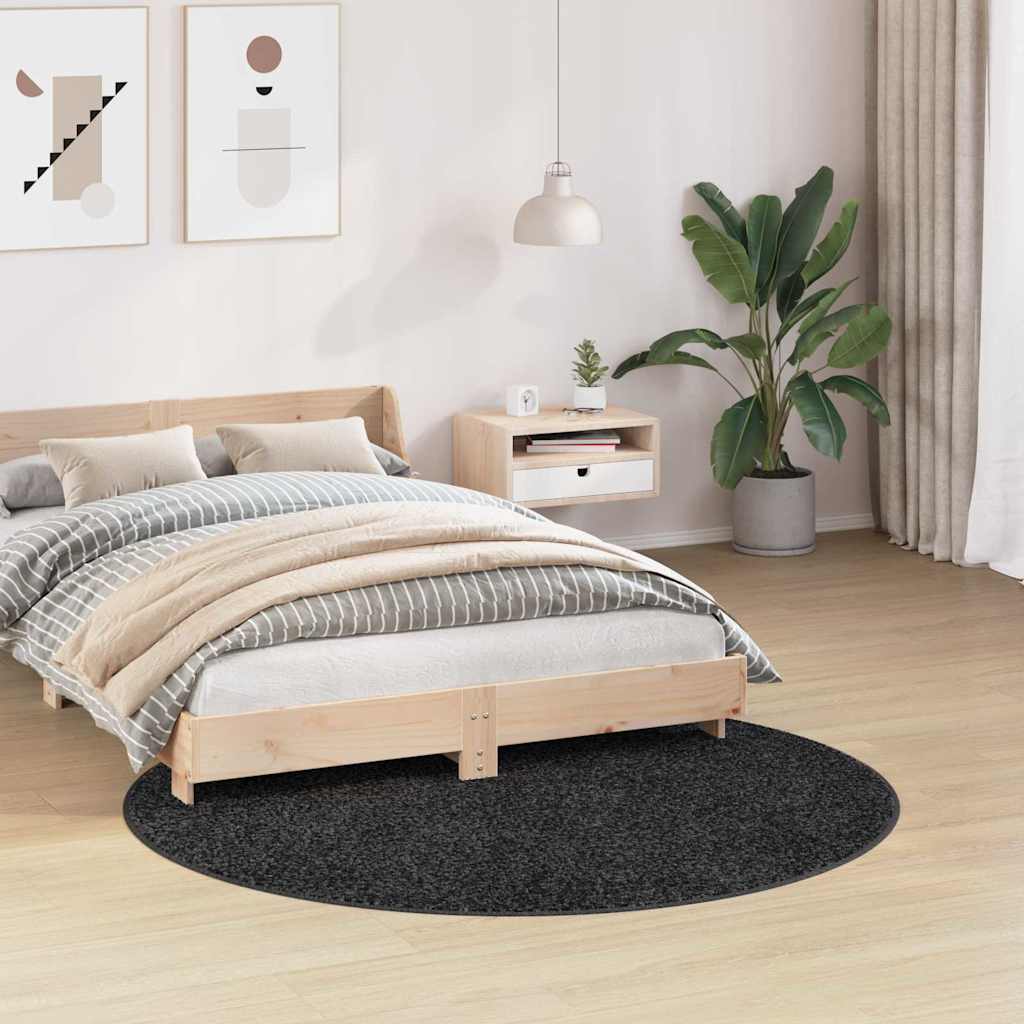 Vidaxl antislip shaggy tapijt donkergrijs 160 x 160 cm pp