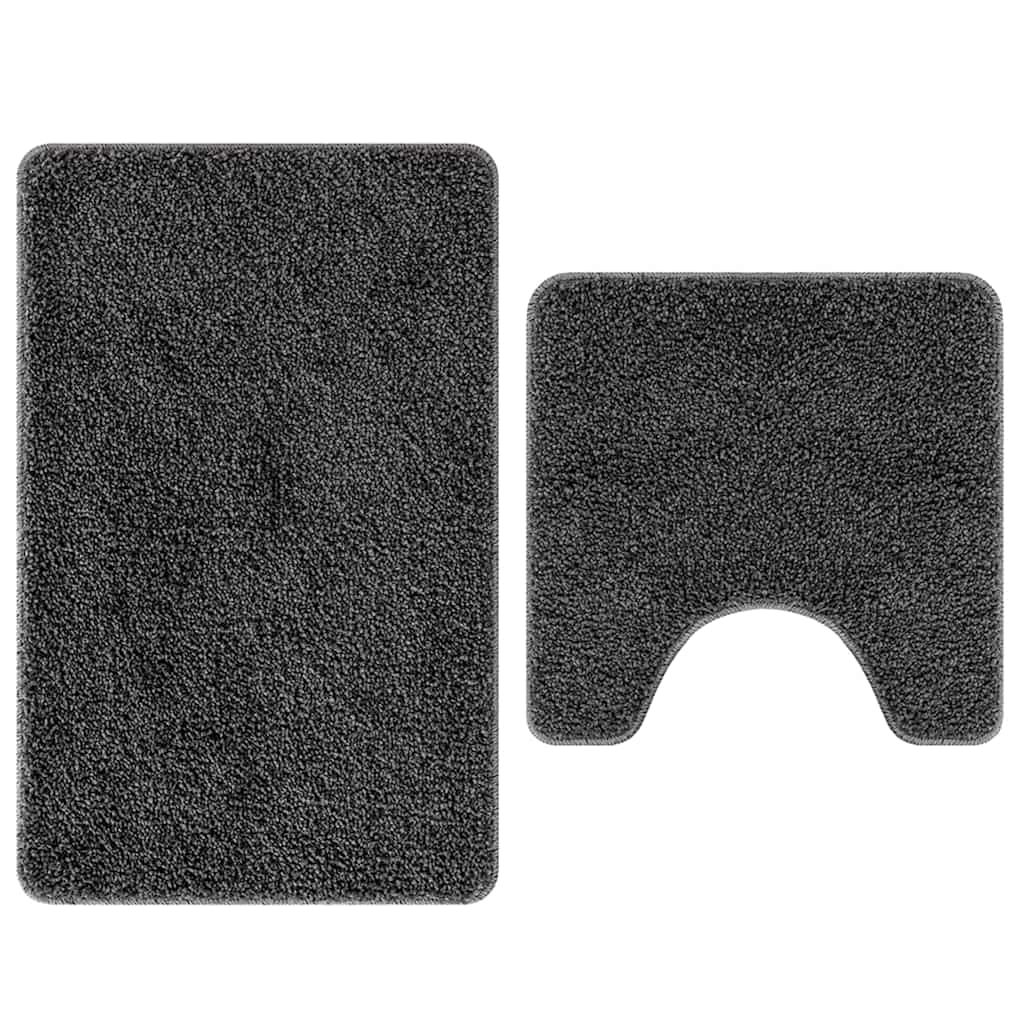 Vidaxl antislip badmat set 2 pcs donkergrijs pp
