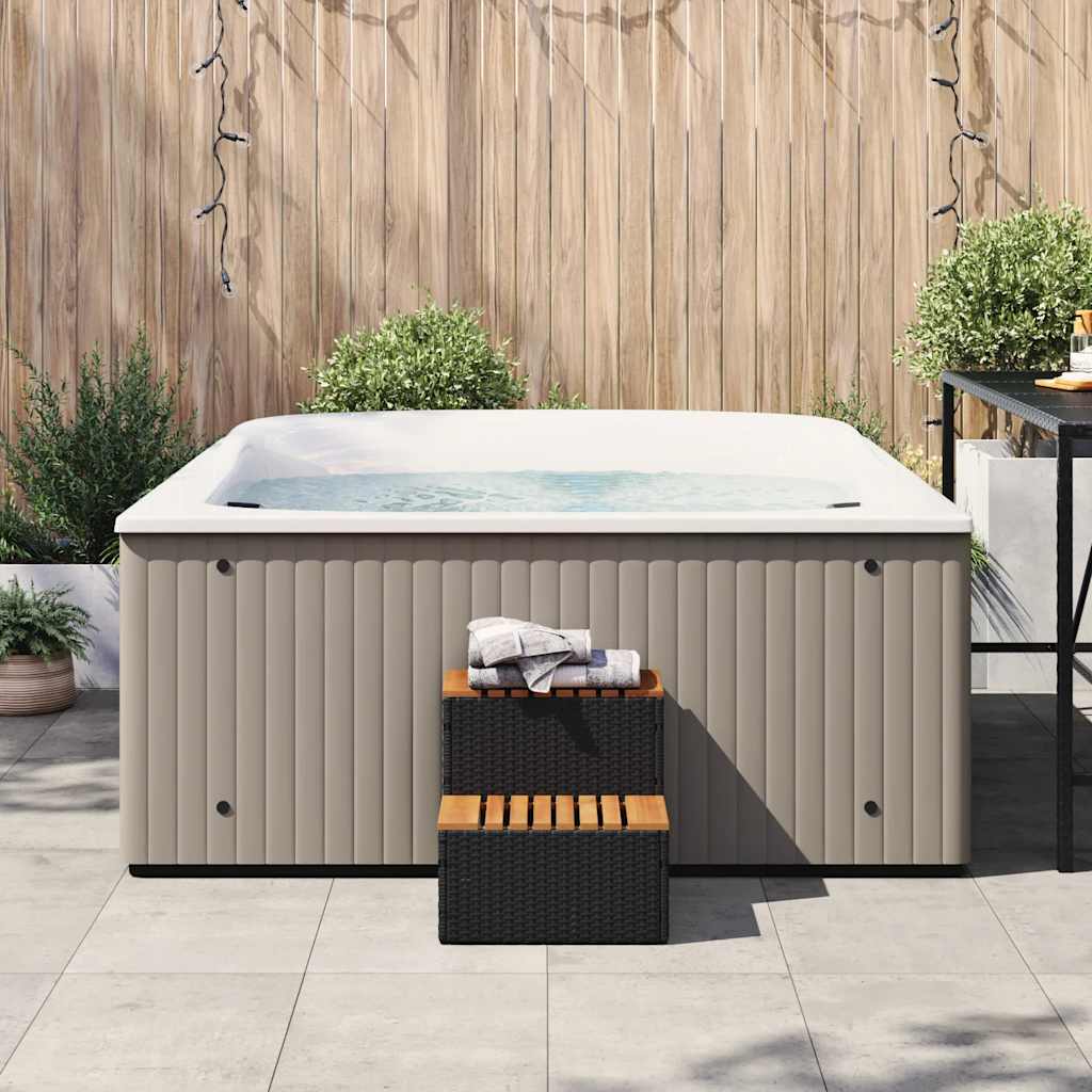 Vidaxx Whirlpool-Stufe 50x50x50,5cm Polyrattan massives Akazienholz schwarz