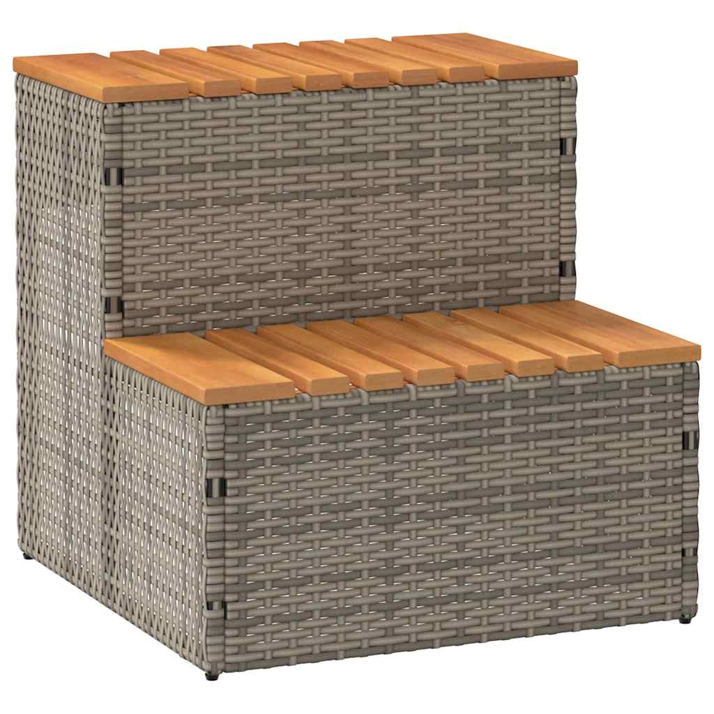 Vidaxx Whirlpool-Stufe 50 x 50 x 50,5 cm, Polyrattan, massives Akazienholz, grau