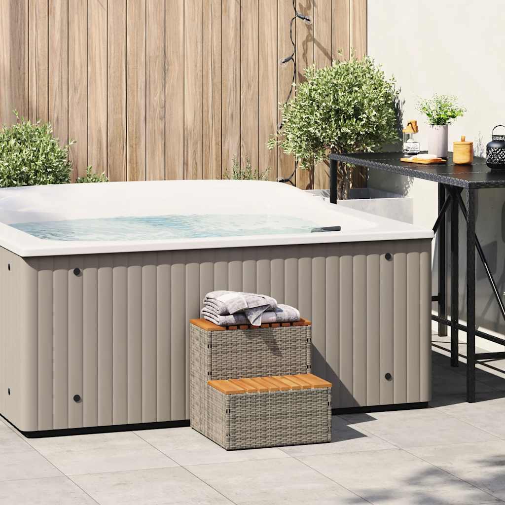 Vidaxx Whirlpool-Stufe 50 x 50 x 50,5 cm, Polyrattan, massives Akazienholz, grau