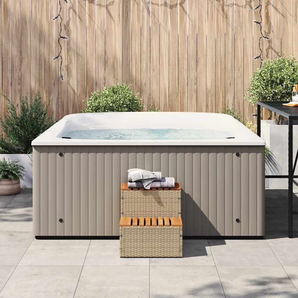 Vidaxx Whirlpool-Stufe 50 x 50 x 50,5 cm, Polyrattan, massives Akazienholz, beige