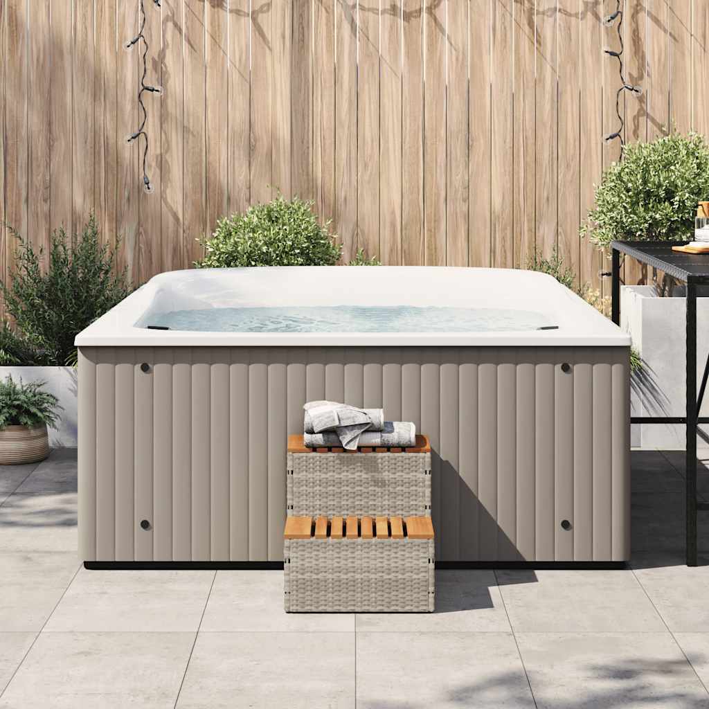 Vidaxx Whirlpool-Stufe 50x50x50,5 cm Polyrattan massives Akazienholz