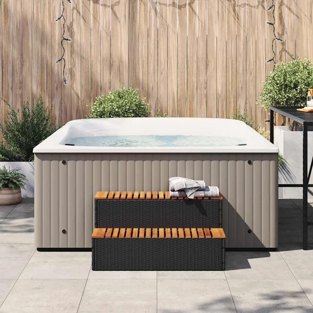 Vidaxx Whirlpool-Stufe 100 x 50 x 50,5 cm, Polyrattan, massives Akazienholz