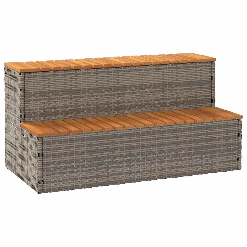 Vidaxx Whirlpool-Stufe 100 x 50 x 50,5 cm, Polyrattan, massives Akazienholz