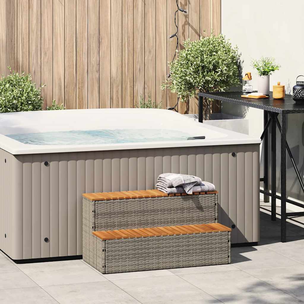 Vidaxx Whirlpool-Stufe 100 x 50 x 50,5 cm, Polyrattan, massives Akazienholz
