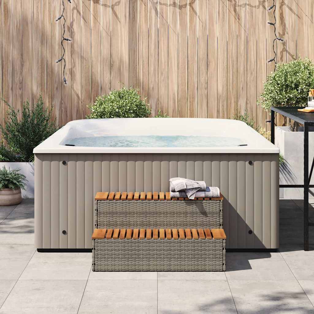 Vidaxx Whirlpool-Stufe 100 x 50 x 50,5 cm, Polyrattan, massives Akazienholz