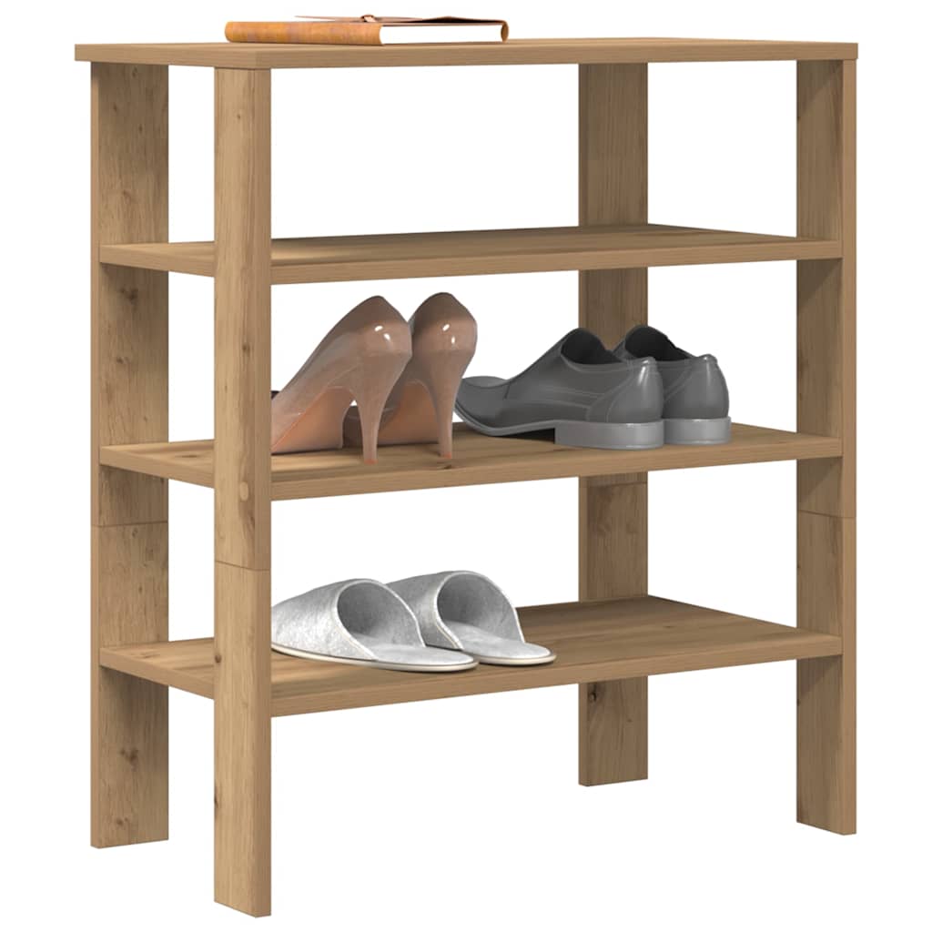 VidaXL Schuhregal 61x32x70 cm aus handgefertigtem Holz, Farbe handwerkliche Eiche