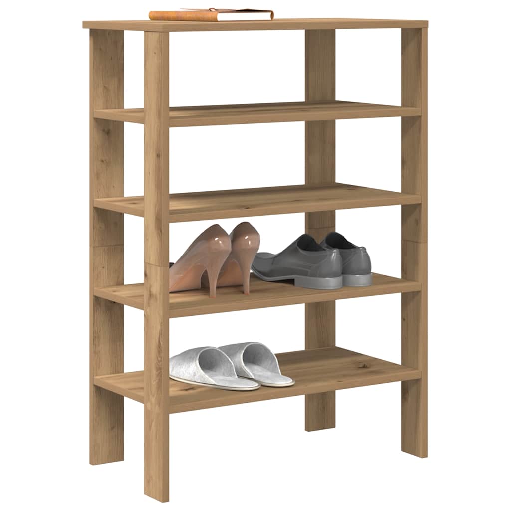 VidaXL Schuhregal 61 x 32 x 87,5 cm, handgefertigtes Holz, handwerkliche Eichenfarbe