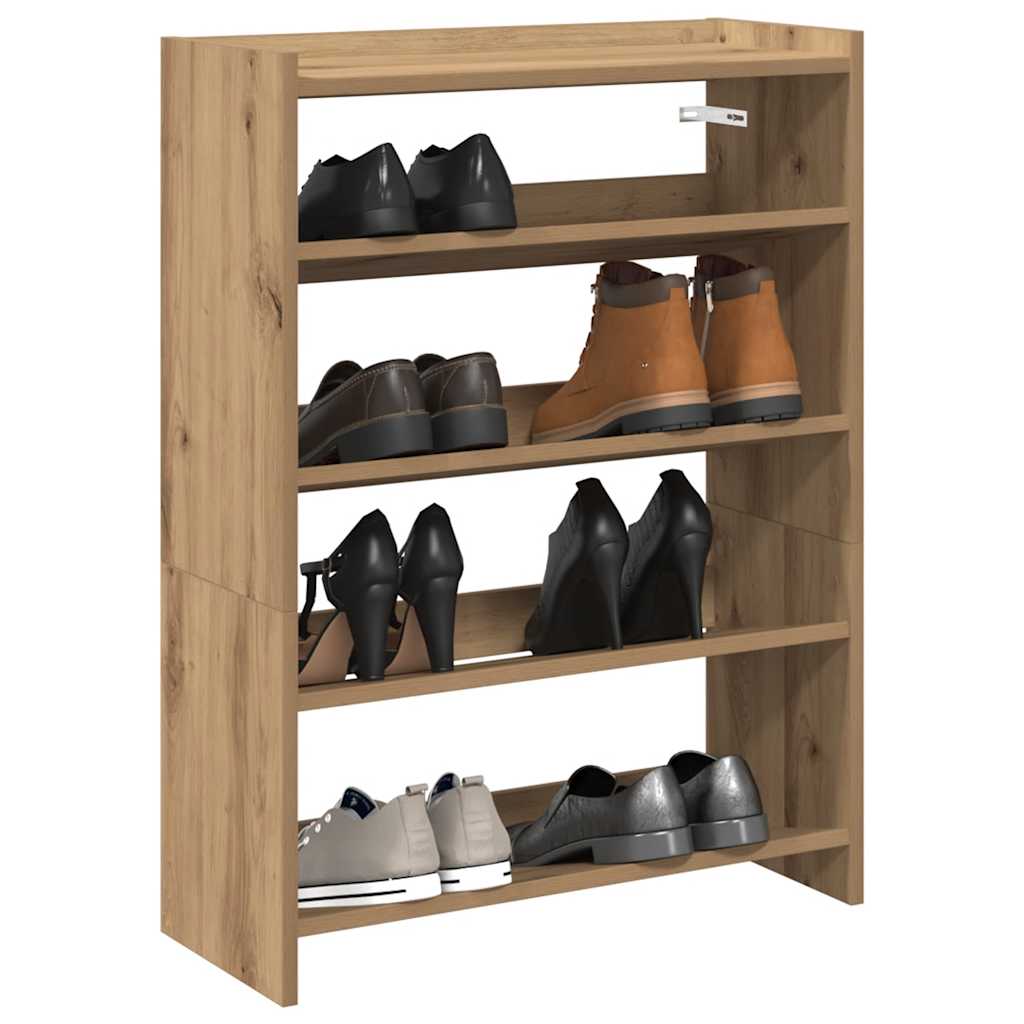 VidaXL Schuhregal 60x25x81 cm aus handgefertigtem Holz, handwerkliche Eichenfarbe