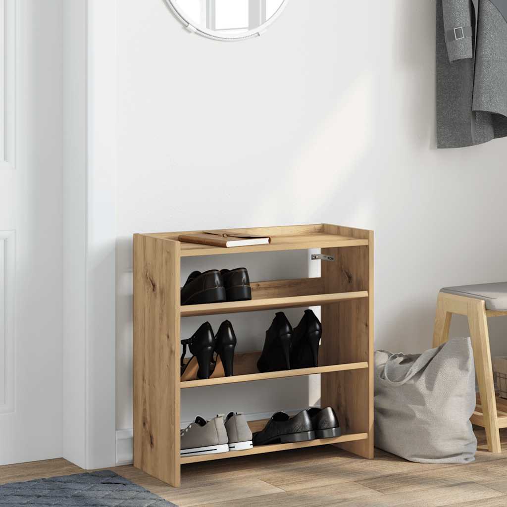 VidaXL Schuhregal 60x25x62 cm aus handgefertigtem Holz, handwerkliche Eichenfarbe