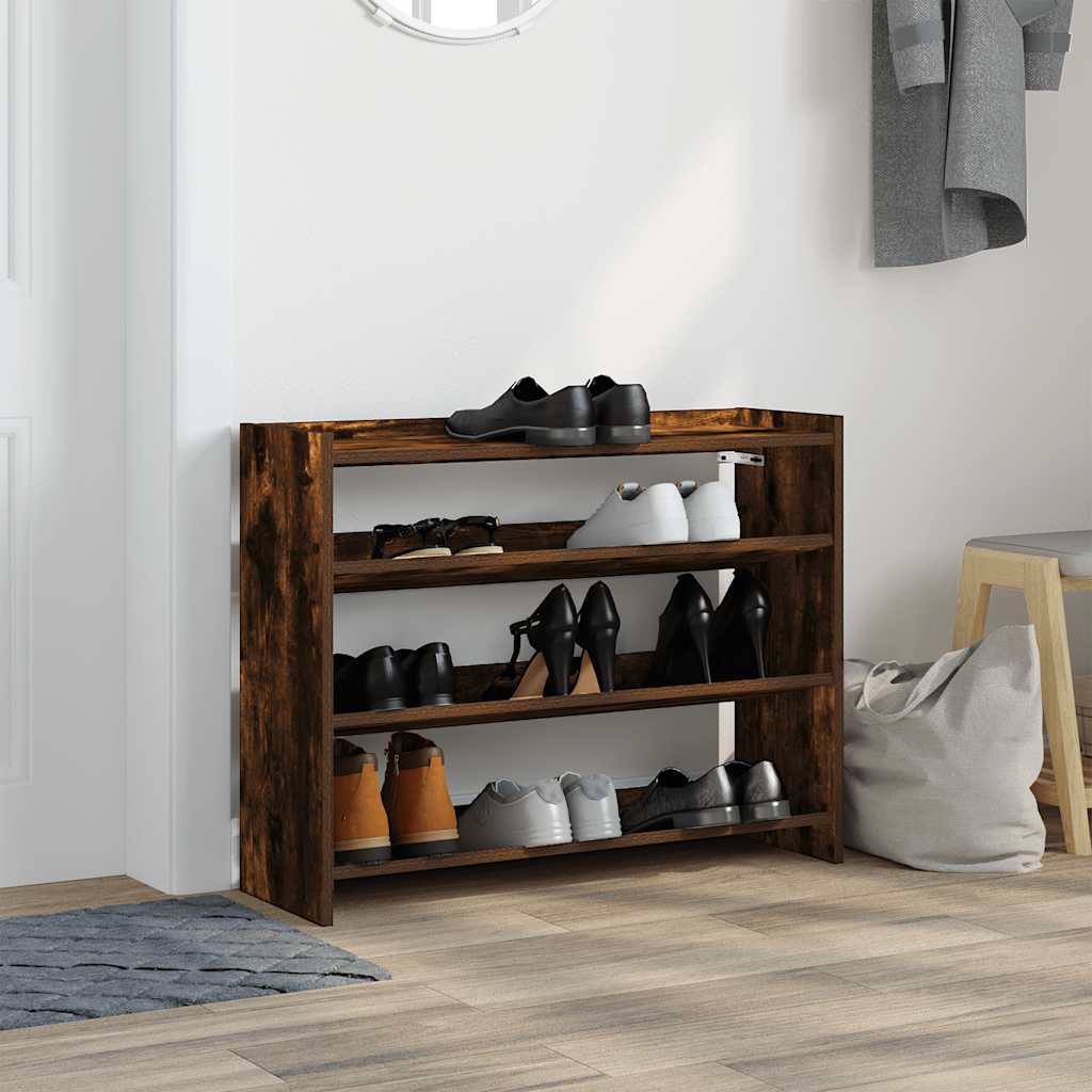 VidaXL Schuhregal 80x25x62 cm verarbeitetes Holz, geräucherte Eiche