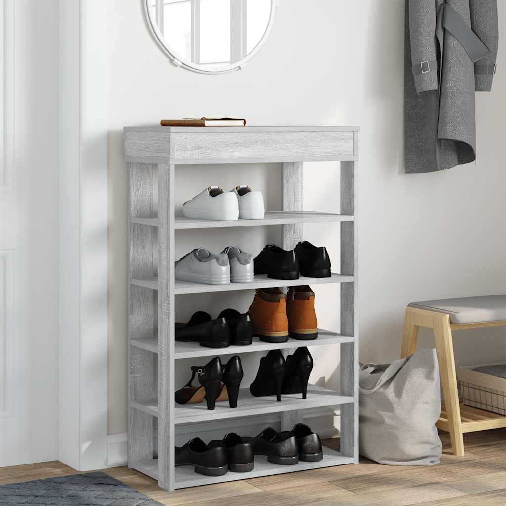 VidaXL Schuhregal 60x30x98 cm, fertiges Holz, grau Sonoma