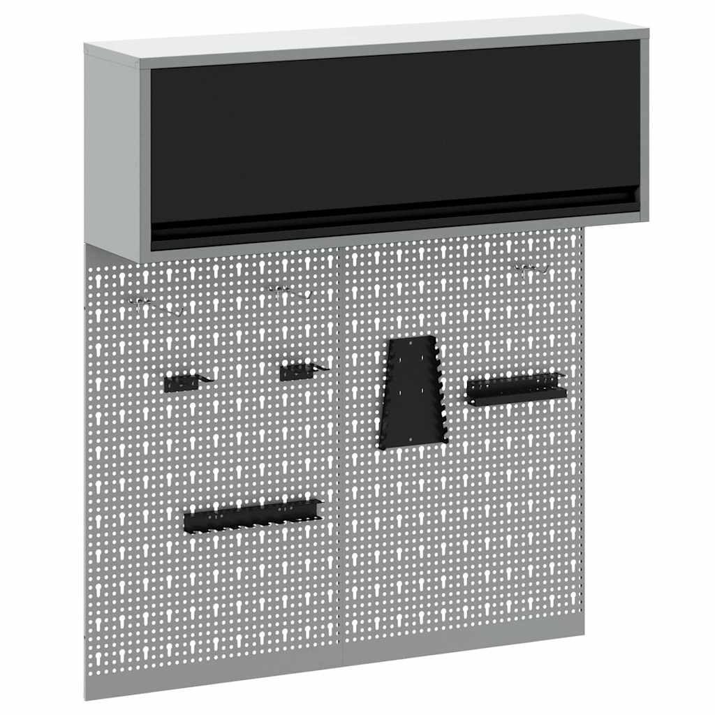 Vidaxl gereedschapskast set met plank 3 pcs zwart gepoedercoat staal