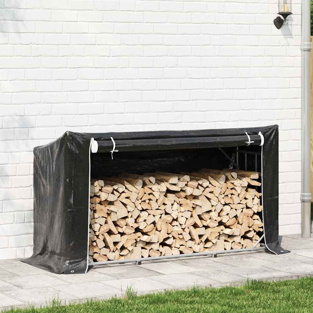 Vidaxx Kaminholzregal mit Regenschutz 100x40x200 cm verzinkter Stahl