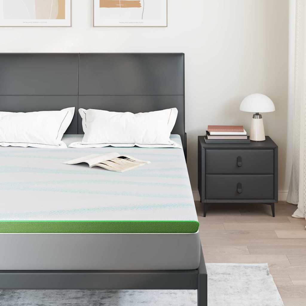 Vidaxl matrastopper wit en groen 180 x 200 cm jacquard stof