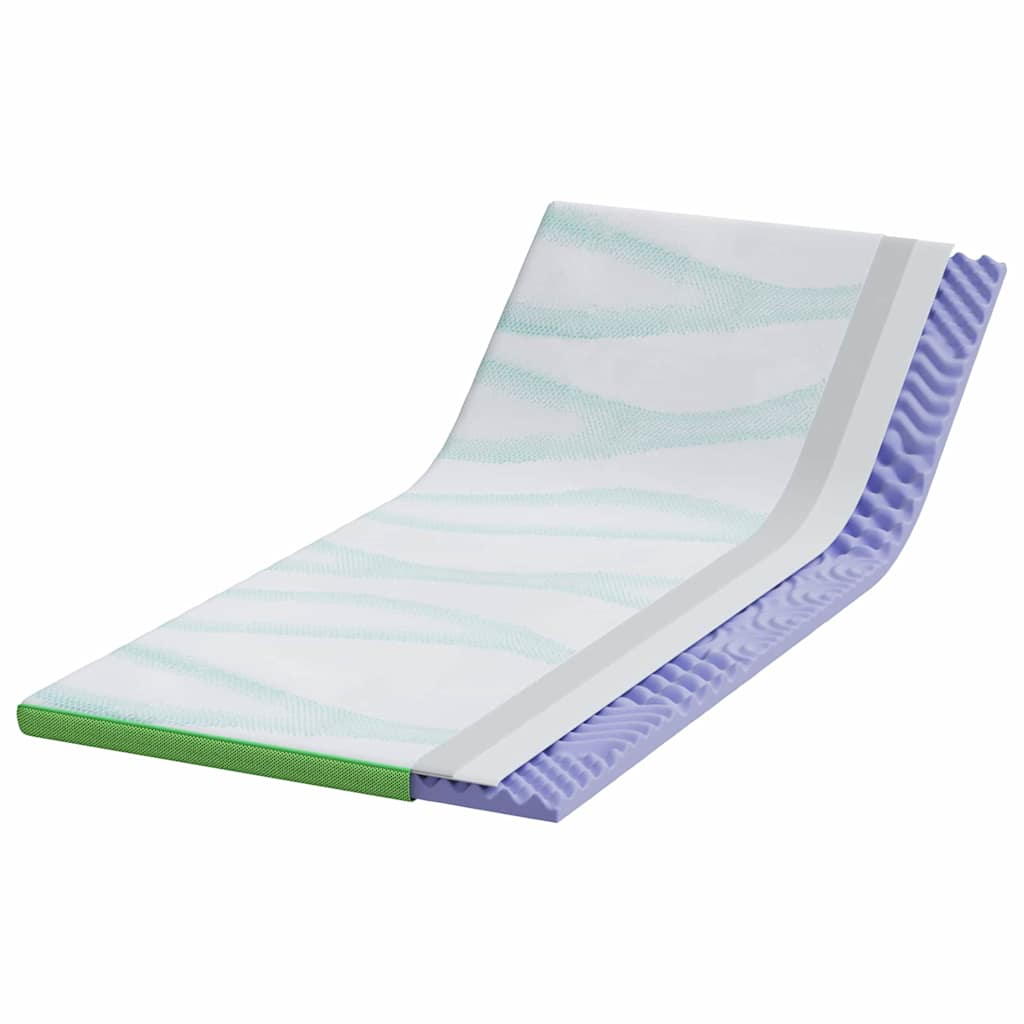 Vidaxl matrastopper wit en groen 90 x 200 cm jacquard stof