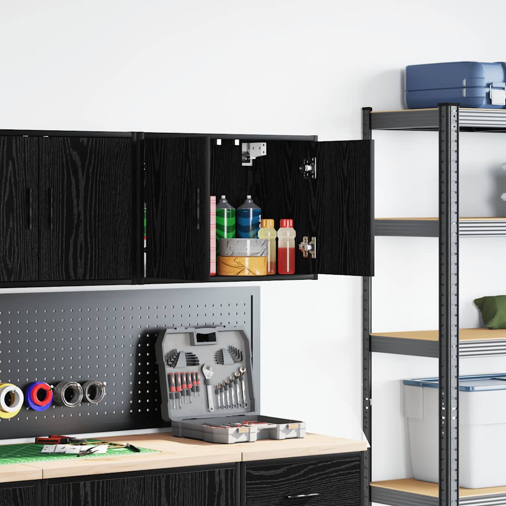 Vidaxl garagewandkast spaanplaat zwart