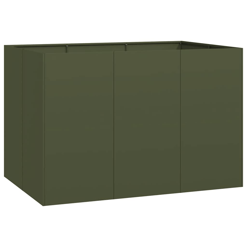 Vidaxl plantenbak 120x80x80 cm staal olijfgroen